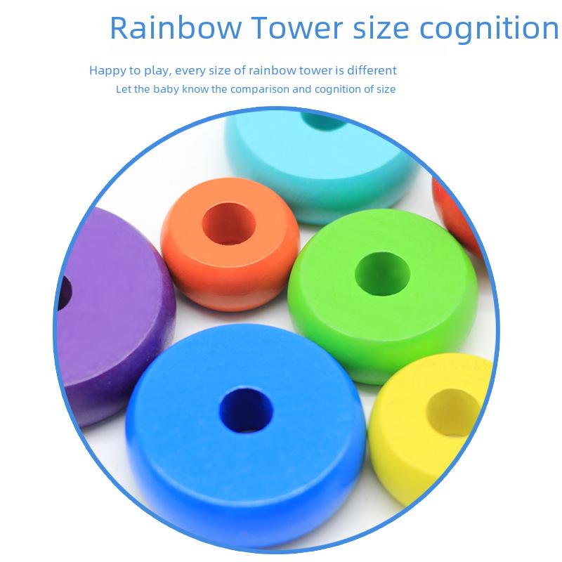 Seven-Layer Wooden Rainbow Stacking Tower - Early Education Toy for Infants
