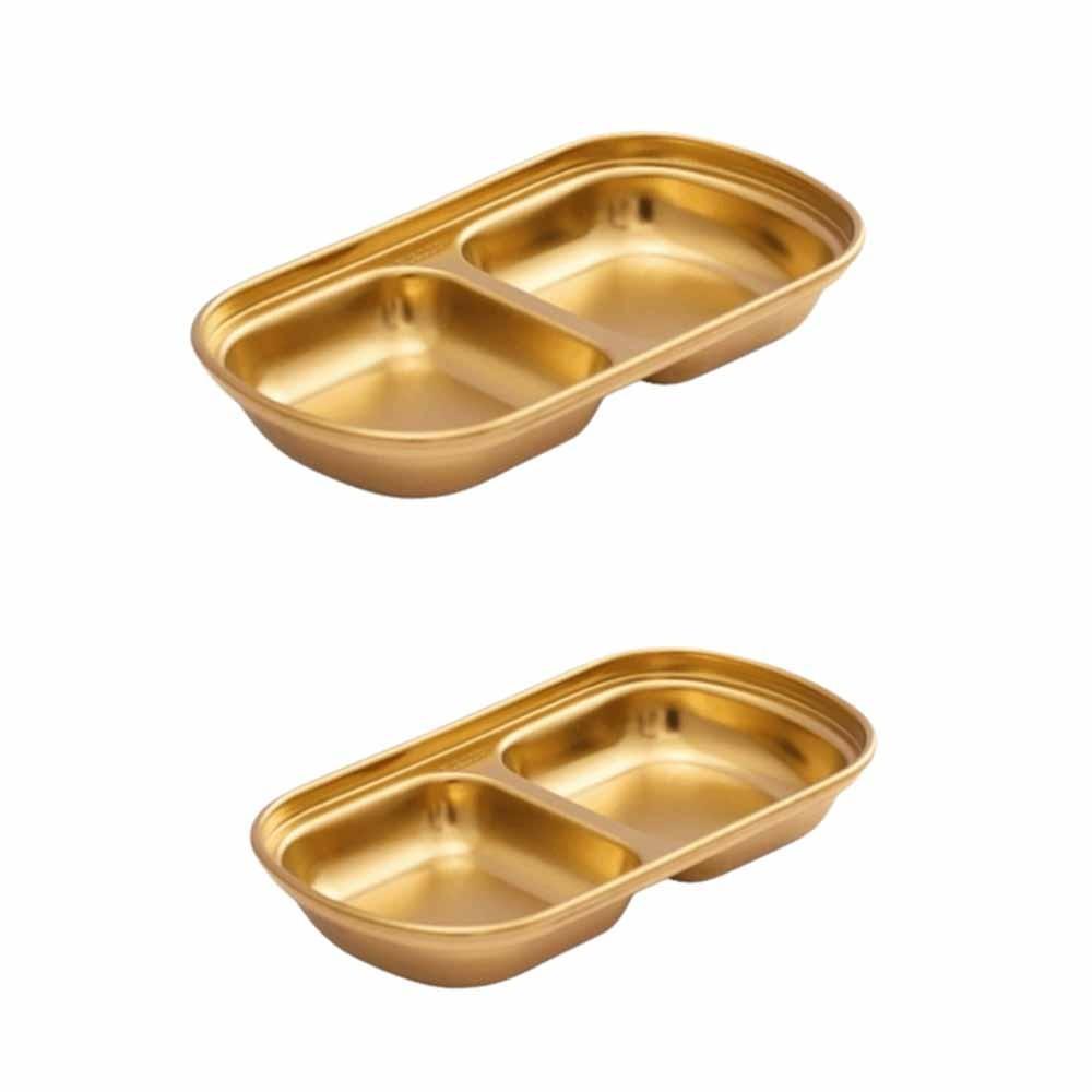 2Pcs 2/3/4 Grid Seasoning Dish Stainless Steel Sauce Plate  Restaurant Use