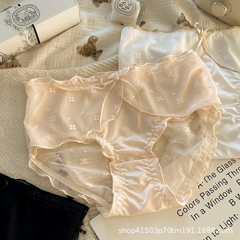 Ladies Sweet Sister Wind Lace Sexy Sweet Cute Sexy Pure Desire Wind Lace Mid Waist Briefs Underwear