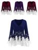 Elegant Women Ladies Long Sleeve V Neck Patchwork Tunic Tops For Casual Comfort