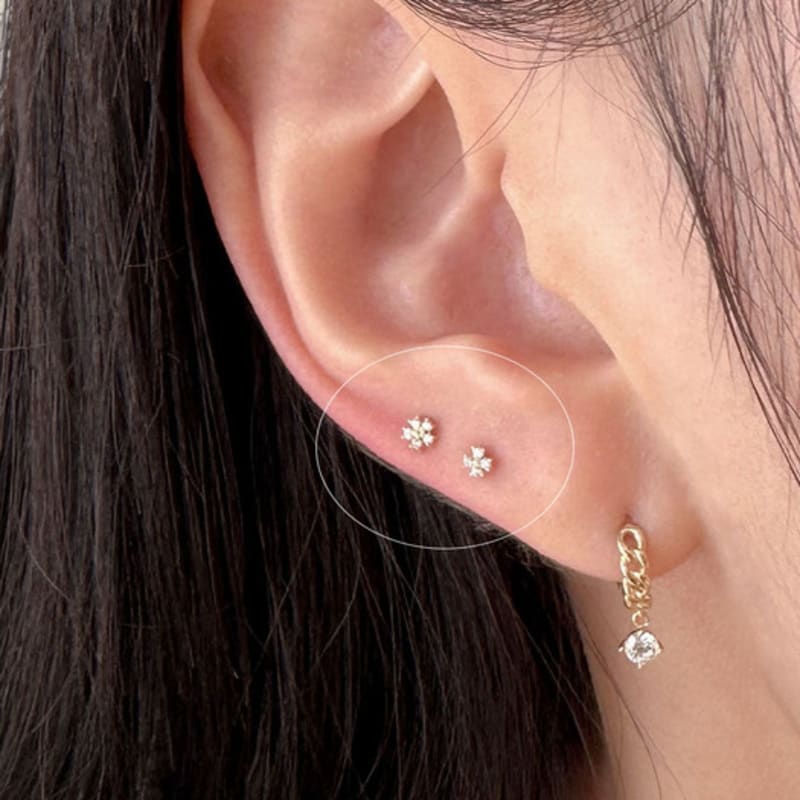 Youngglow 14k Mini Cubic Flower Piercing (2type)