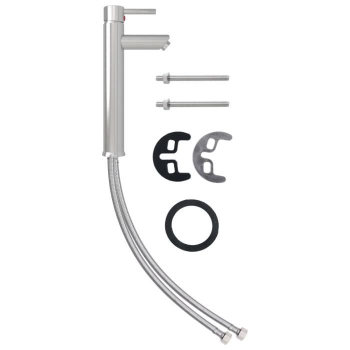 Mitigeur de salle de bain vidaXL - Nickel - Design contemporain - Durable