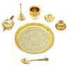BENGALEN Brass Pooja Thali Set 6 Inch Puja Thali with Pital Plate Kalash Spoon
