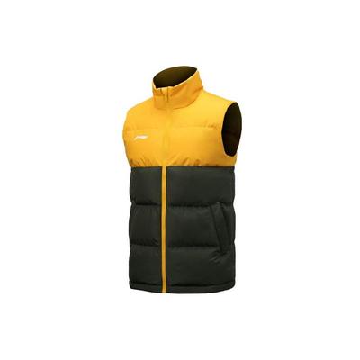 Li Ning Football Series Logo Color Block Warm Stand Collar Cotton Sleeveless Vest Unisex Vest Citrus-Yellow AMMR015-1