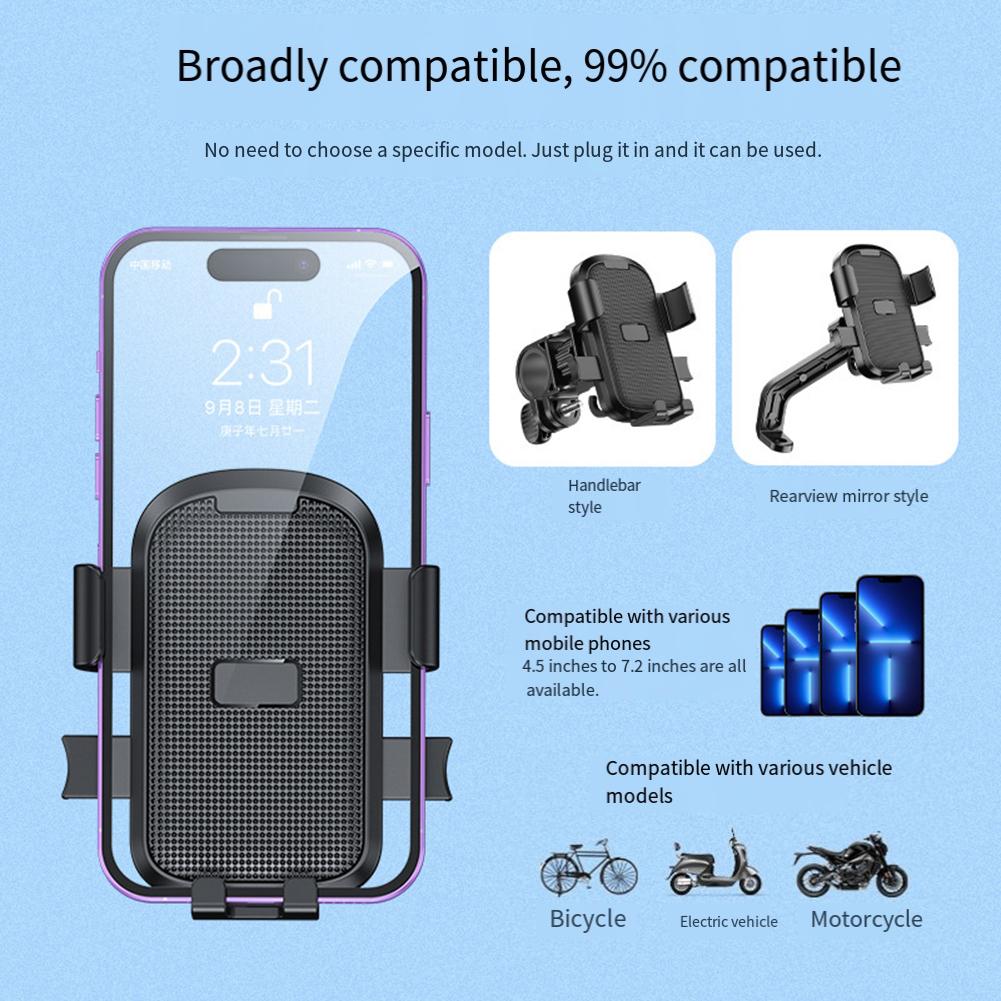 360 Degree Rotation Motorcycle Phone Holder Shock Absorption