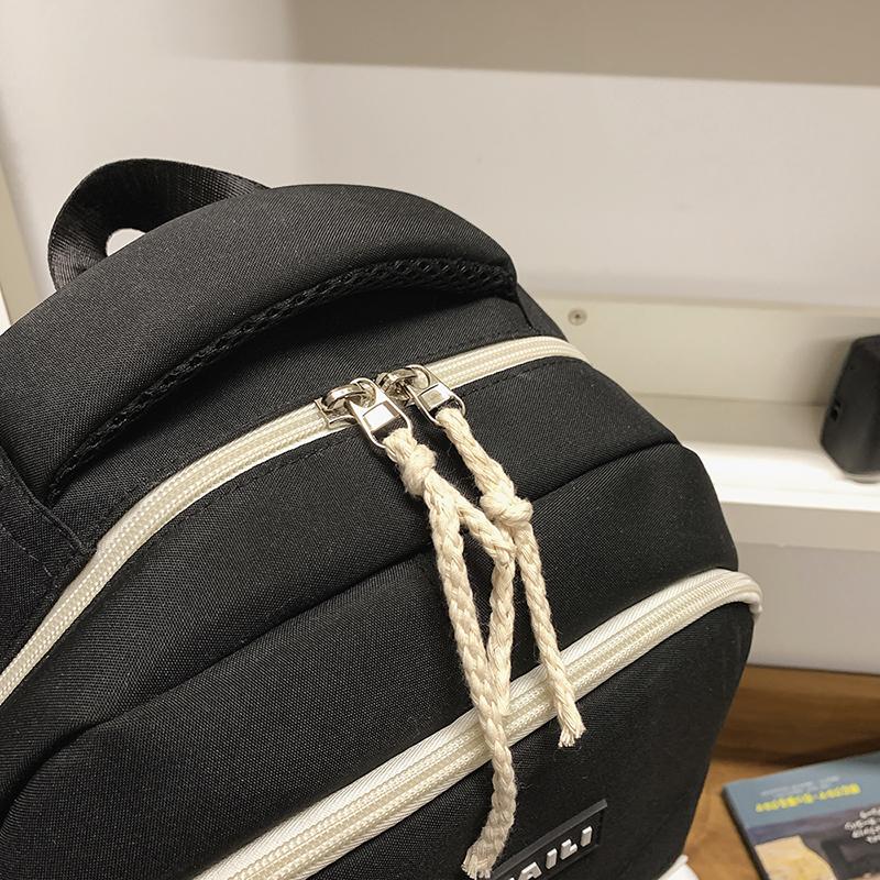 Women Contrast Color Stitching Backpack High School Students Schoolbag Men Large Capacity Backpack