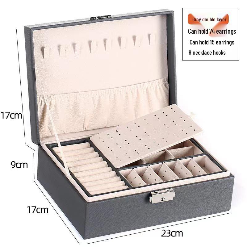 Double-Layer Lockable Jewelry and Ornaments Storage Box with Large Capacity