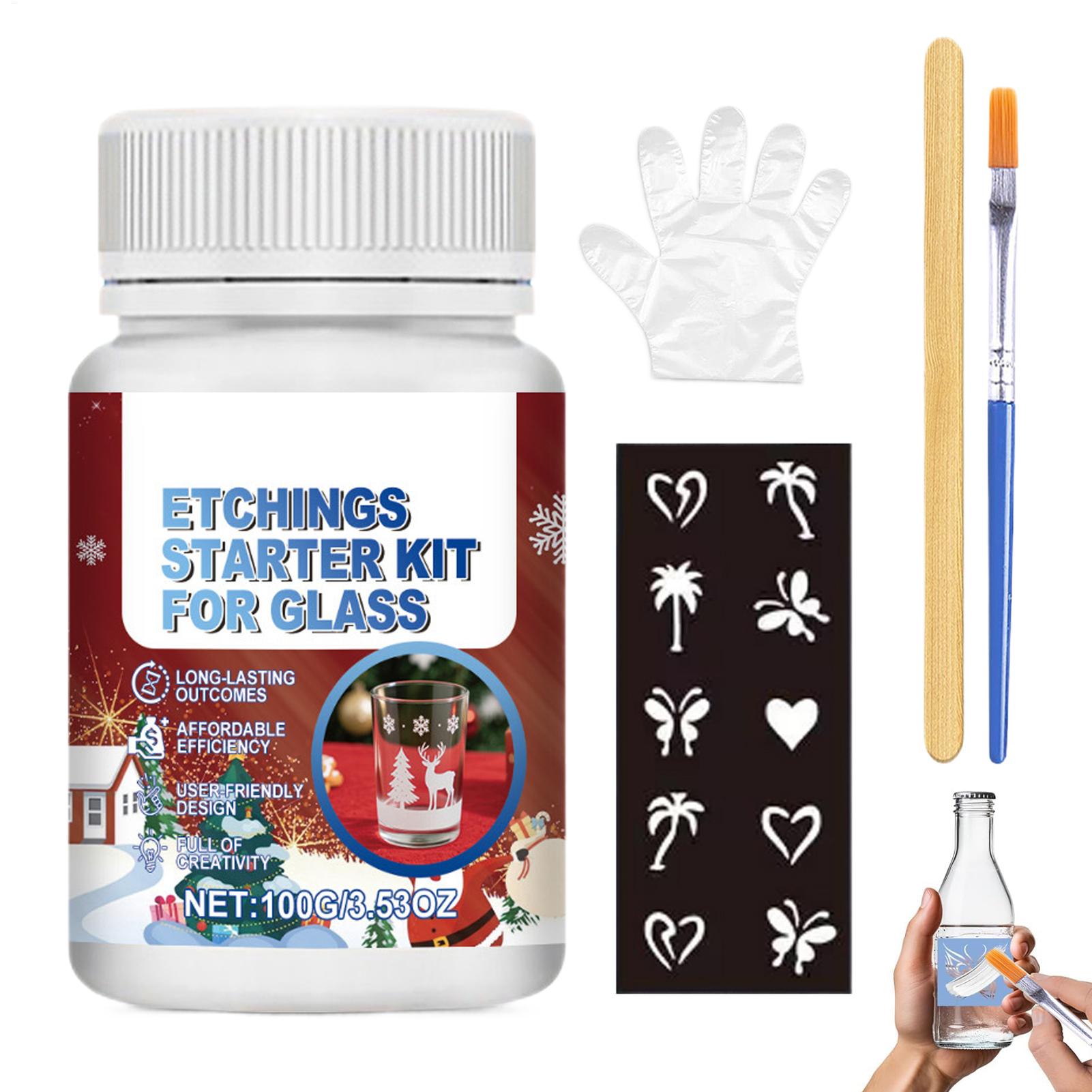 Kit per Incisione su Vetro Glass Etch Start Art Crema Kit per Finestra Tazza Vetro Design Materiali Artigianali a Lunga Durata per Regalo di Natale
