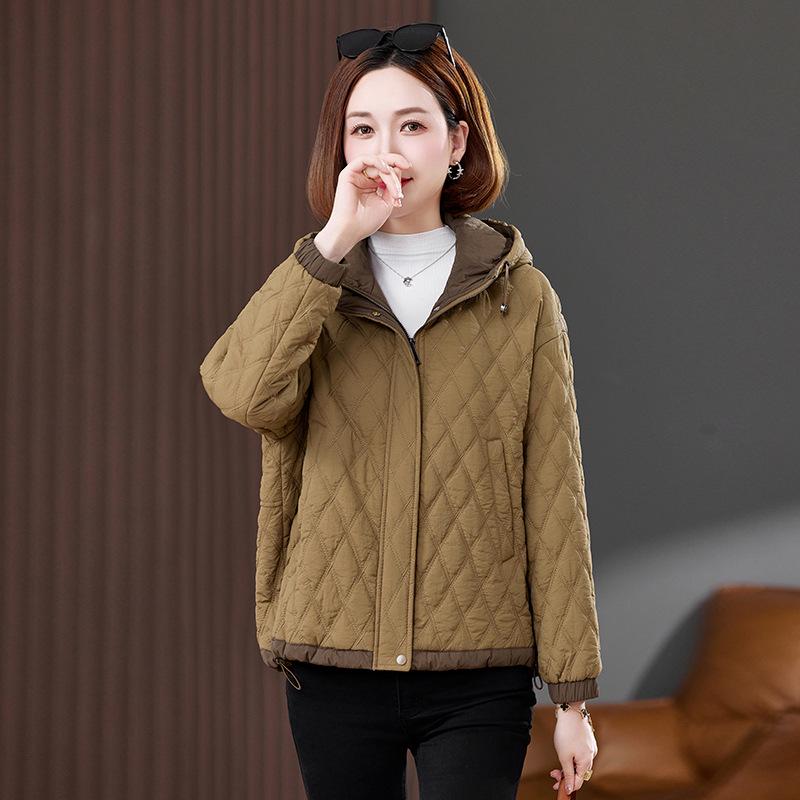 Women's 2024 Winter Hooded Quilted Cotton Jacket - Loose Fit, Plus Size, Warm Coat for Middle-Aged Women