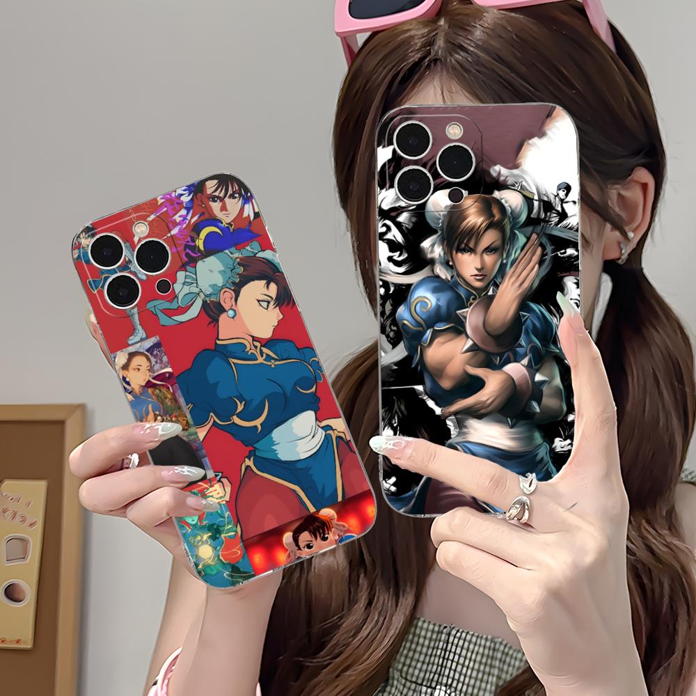 Custodia per Telefono Street Fighter Chunli per iPhone 17 16 15 14 13 12 11 X XR XS Air Pro Max Plus Mini Trasparente Colorata Copertura Cover Lusso