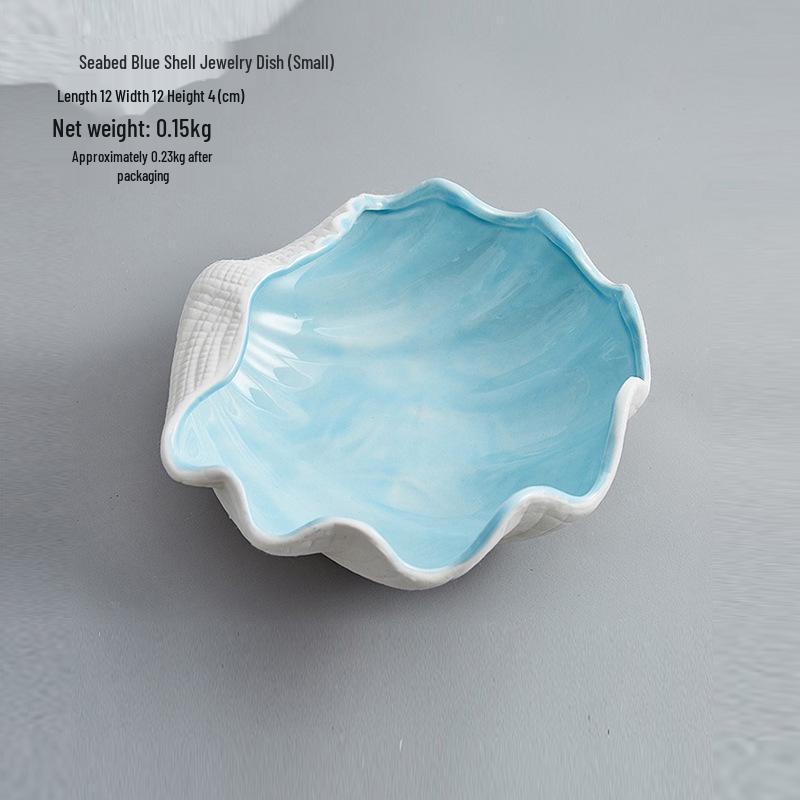 Starfish Seashell Ceramic Jewelry and Storage Tray with Marine Ornament Design
