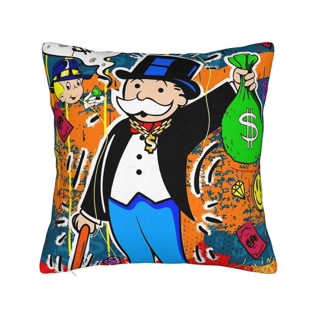 Alec Monopoly B Lucky Dragon Pillow Case Graphic Pillow Cover Retro Trendy Cushion Cover For Sofa Couch Bed Living Room