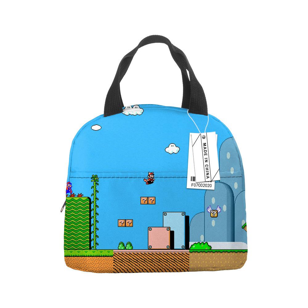 Mario Portable Bento Bag Lunch Box Bag Student Children'S Meal Bag Lunch Box Bag Bento Bag Aluminum Foil Lunch Bag Thermal Insulation
