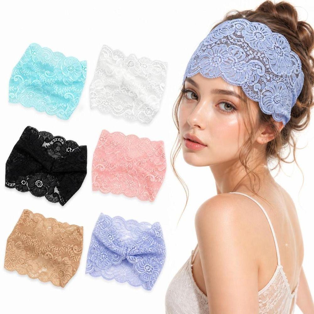 Thin Style Lace Ruffled Headband Elasticity Pleated Headband Floral Hair Accessory Party Wear