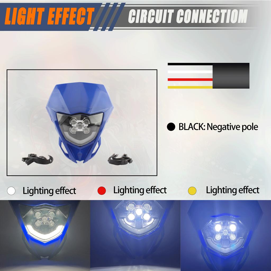 Motorcycle LED Head Light Fairing For Yamaha WR YZ 250 450 Headlight Plate Dirt Bike Motorbike Accessories Supermoto Enduro