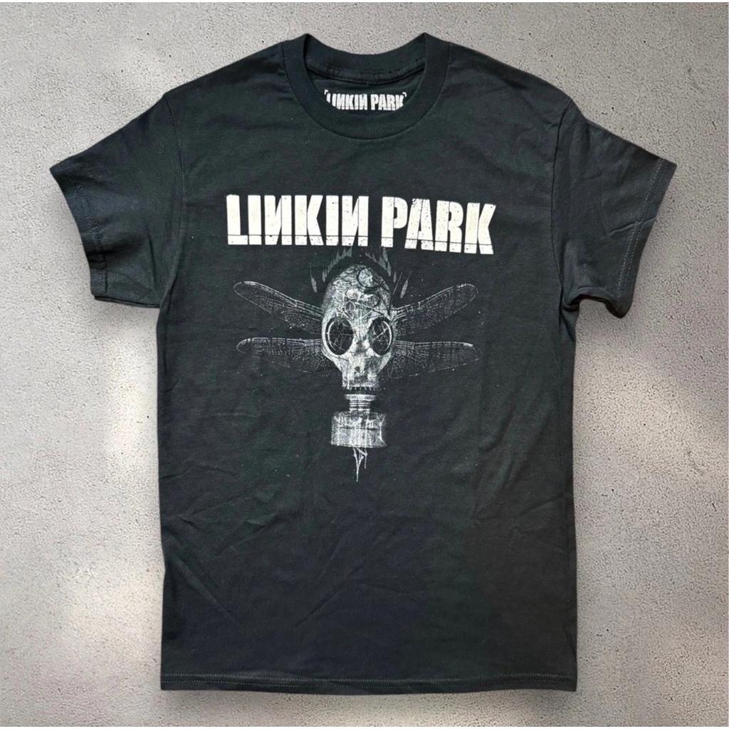 Linkin Park Gas Mask Dragonfly Graphic T- Shirt Mens Small Black Short Sleeve Tee
