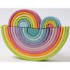 GRIMM'S Toy Educational Toy Building Blocks Interior Figure Play Rainbow Height 5.5 X Width 10.5 X Depth 4cm Rainbow Colored Tunnel Pastel Small