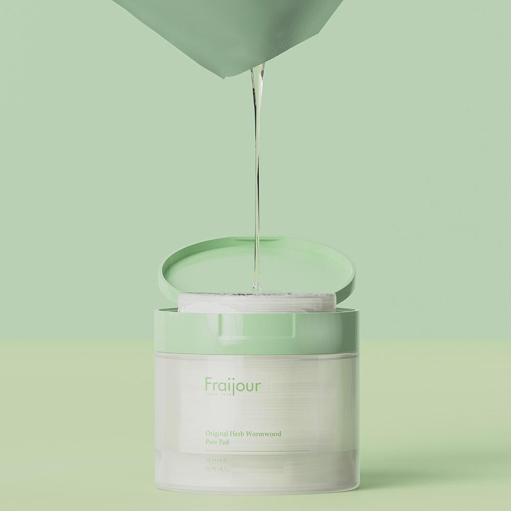 Fraijour Original Herb Wormwood Pore Pad Pore Clarifying Exfoliating 60 Pads + 60 Pads Refill Toner Pad Daily Peeling