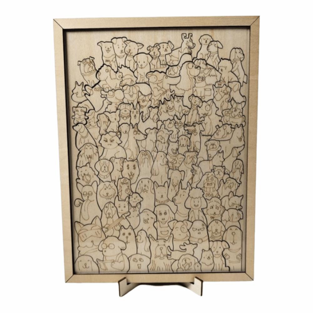 108 Piece Wooden Jigsaw Puzzle Irregular Shapes Stress Relief Wooden Cat Puzzle Dog Thinking Training Children Puzzle New Year
