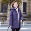 Counter Middle-aged and Elderly Down Jacket Women's Medium and Long Winter New Thickened Warm Hooded White Duck Down Mother Coat