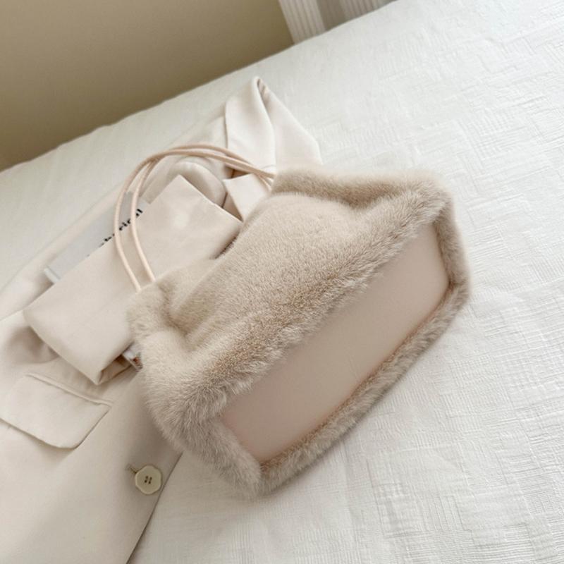 Yogodlns Borsa a tracolla morbida da donna, borsa con manico superiore, nuova moda femminile, autunno inverno, borsa morbida in peluche, versatile, tote per la spesa