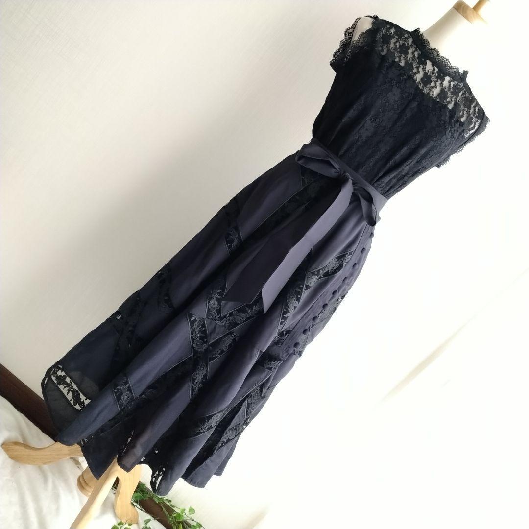 [New] Lily Brown Embroidery Lace Flare Skirt Black S