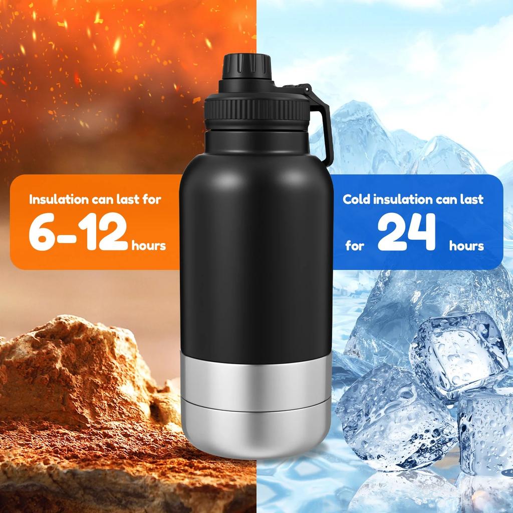 32oz 3-in-1 Portable Dog Water Bottle With 2 Bowls, Leak-proof Travel Water Dispenser For Walking And Hiking
