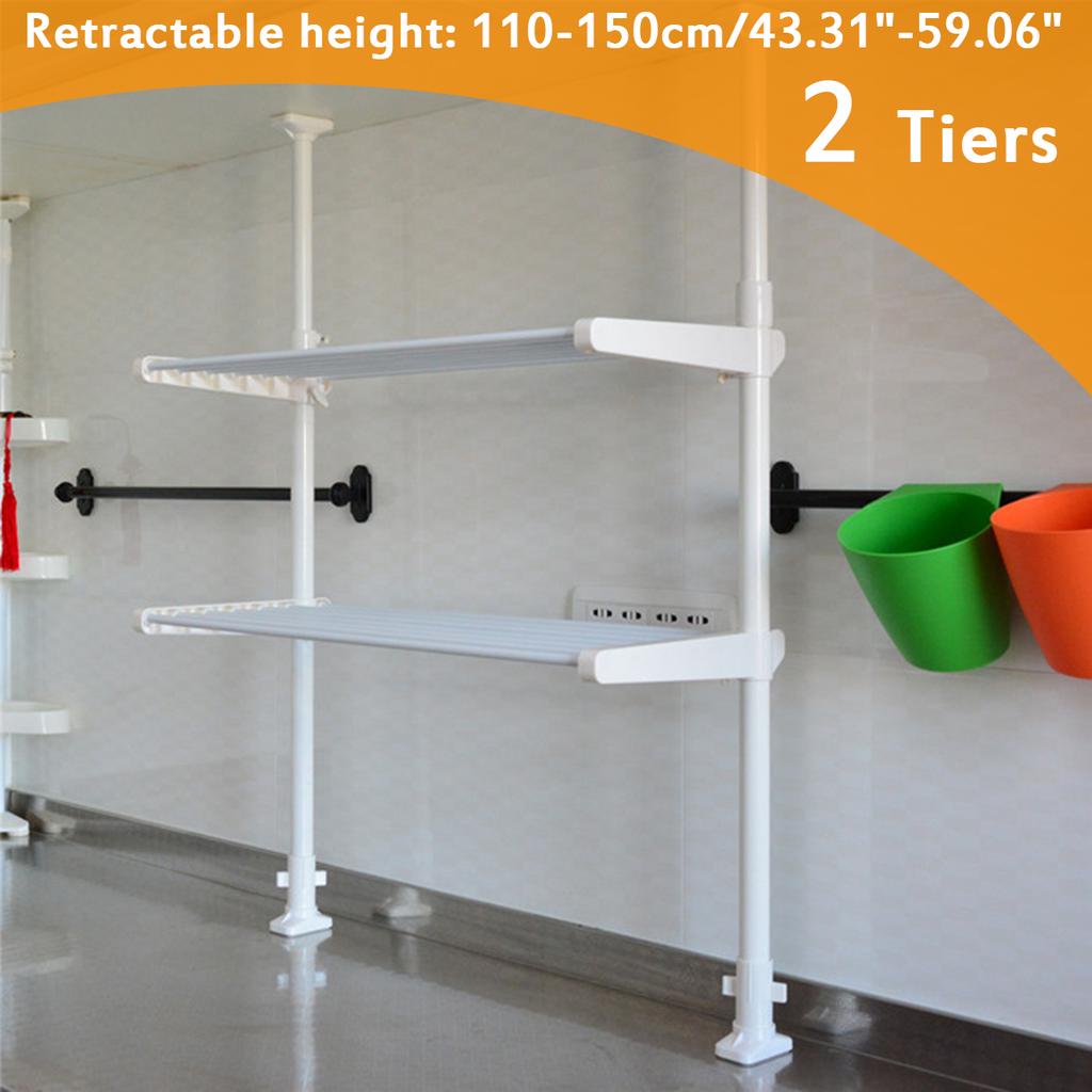 Buy Adjustable Kitchen Tension Rack Storage Shelf Tension Pole ...