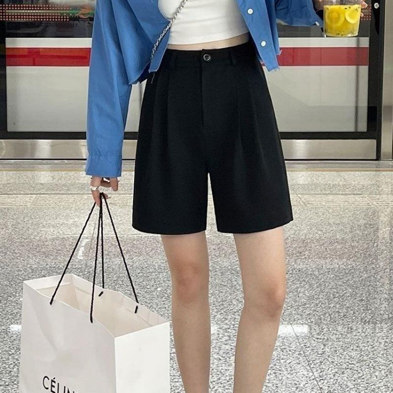 

Женские летние шорты карго средней длины с широкими штанинами, черные, 2024 2XL (recommended for 71-80kg) чёрный