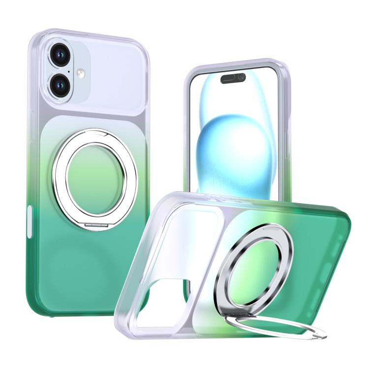 Phantom Skin Feel Gradient PC+TPU Phone Case With 360° Rotating Metal Holder, Magnetic Wireless Charging Shockproof Protective Cover