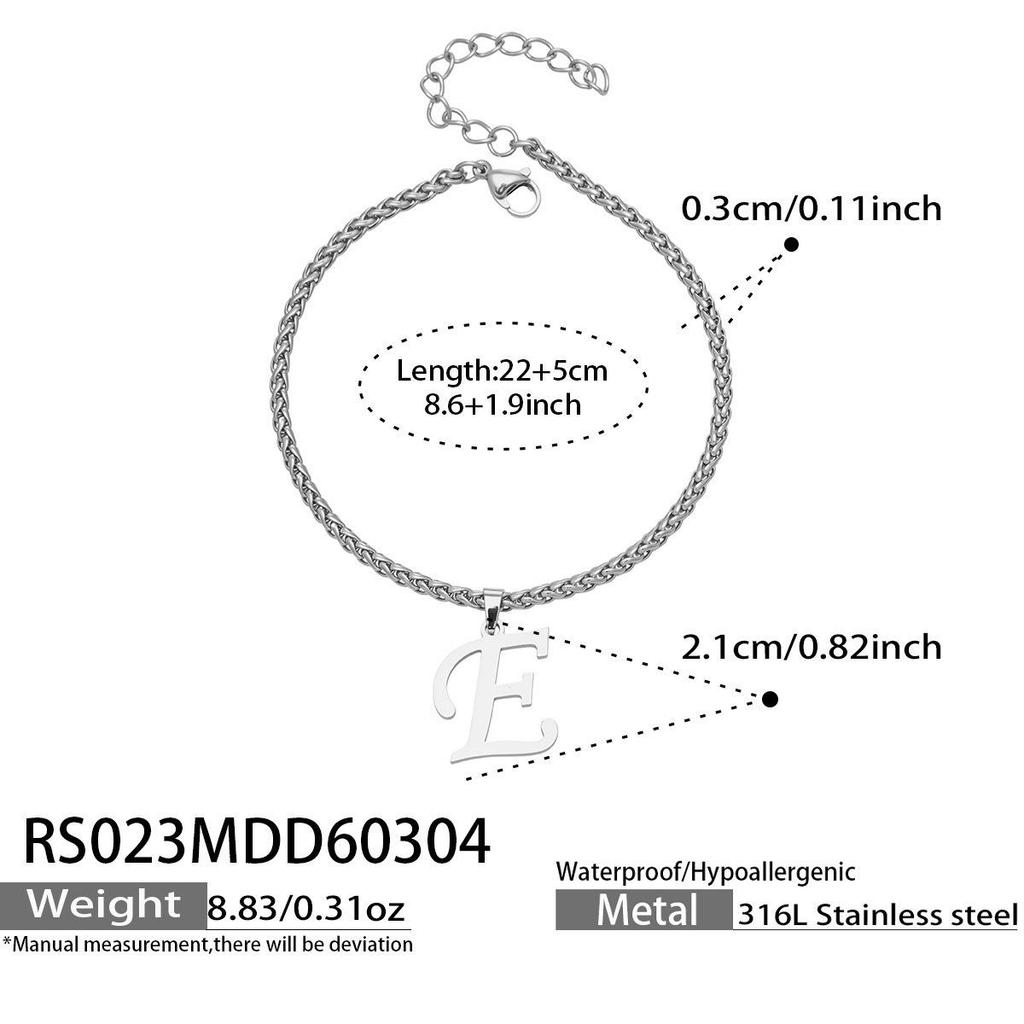 26-Letter Pendant Anklet: Stainless Steel Simple Design Foot Jewelry