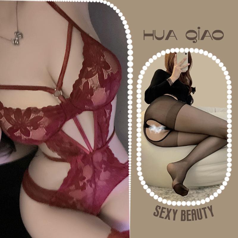 Hollow Skinny Underwear Sexy Siamese Temptation Strap Perspective Lace Free Purple Flirting Underwear