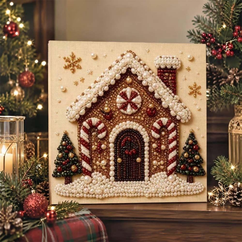 DIY Craft Kit Christmas Diamond Collage 2D Flat Beaded Picture Christmas Decoration