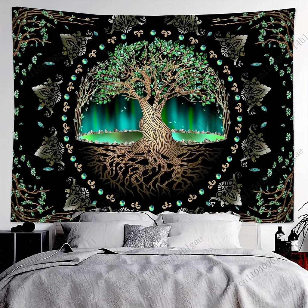 Mystical Tree of Life Wall Tapestry Bohemian Decorative Hanging Canvas for Bedroom Living Room Wall Art