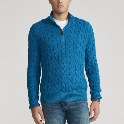 Herbst und Winter Halbhoher Kragen Verdickt Dicke Nadel Herrenpullover Reißverschluss Lockerer Pullover Strickpullover Jacke Herren