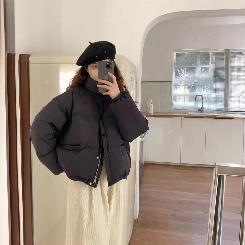 White Duck Down Stand-up Collar Down Jacket Women's Winter New Loose Casual Warm Bread Jacket Thickened Jacket