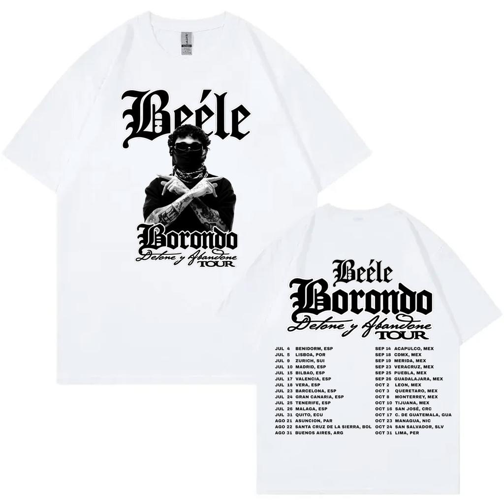Rapper Beele Borondo Tour 2026 T-shirtUnisex Fashion Vintage Short Sleeve T-shirts Summer Casual Loose 100%cotton T Shirt