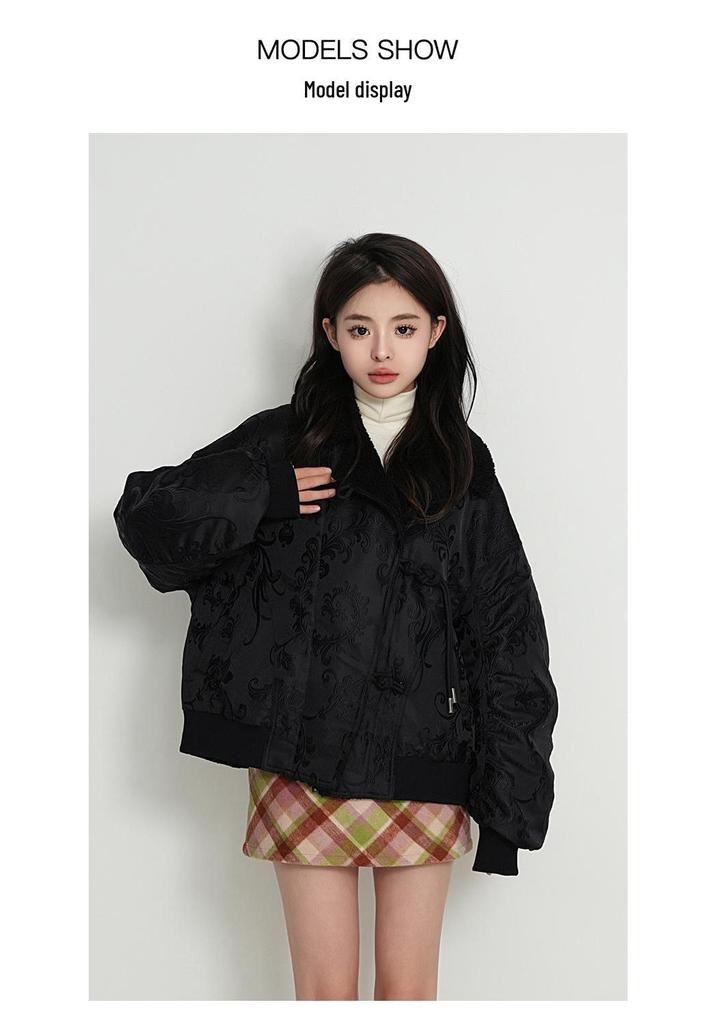 Yaya Women's 2025 Winter Shearling Collar Down Jacket – New Chinese Style, Short & Loose Fit