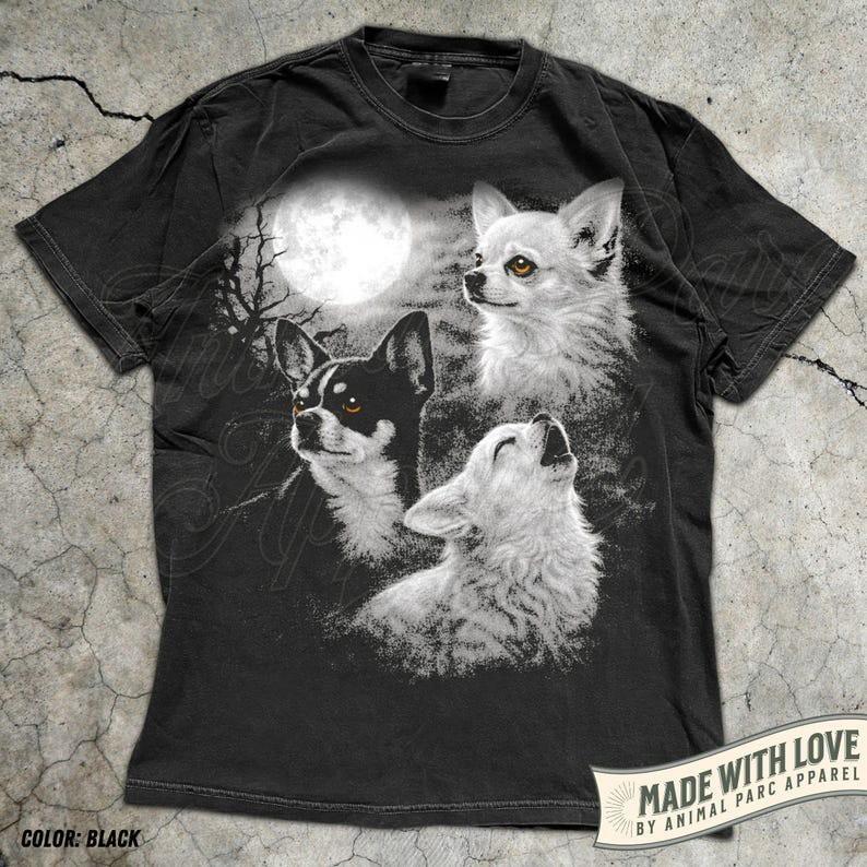 Chihuahua Full Moon Vintage TShirt 90s Retro Animal Graphic Tee Chihuahua Mom Unisex T-Shirt S