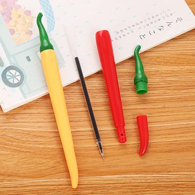 2Pcs Colorful Gel Pens 0.5mm Fine Point Non-slip Comfortable Grip Pepper-shaped Novelty Pens Office Supplies