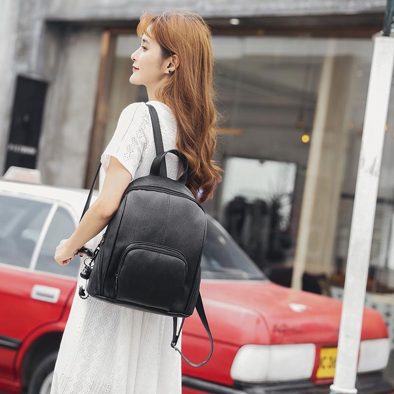 Women's Casual Backpack New Korean Style Large Capacity Fashion Versatile Soft Leather Single Shoulder Crossbody Backpack
