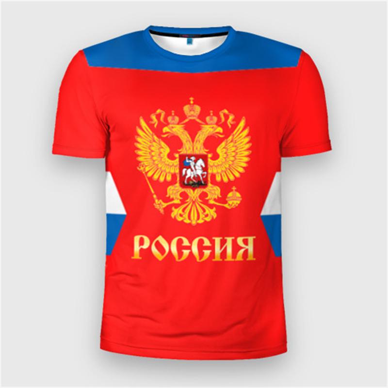 Fashion Russia Flag Badge T-shirt For Men's Clothing Short Sleeve T Shirts 3d Print Cool Pattern Street Trend Man Tee Top
