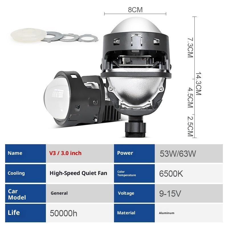 3 Inch Lentilă Dublă Putere Mare Efect Trei Lasere Nedistructiv Cupă Dublă Lampă H4 H7 Mașină Motocicletă Universal