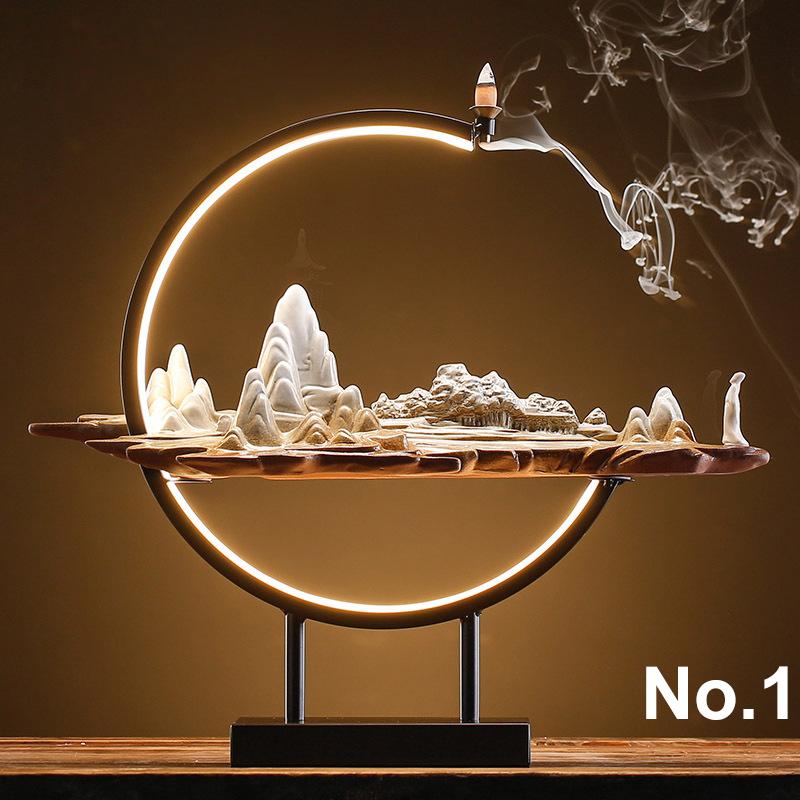 

Qianli Mountain Water Cloud Moon Ceramic Ornaments Backflow Incense Burner Home Creative Zen Agarwood Hall Living Room Ornaments