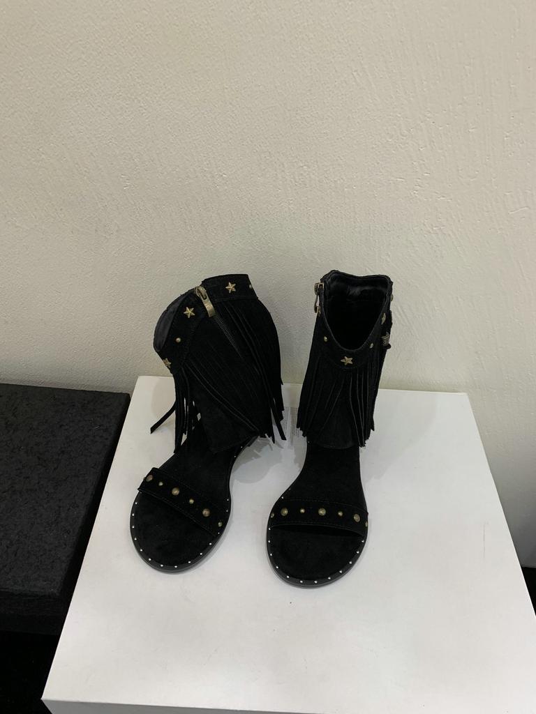 Fashion Sandals for Women's Design Tassel Rivet Roman Sandals Women's Summer High-top Fashion Wedge Heel Cool Boots Sandalias De Tacón