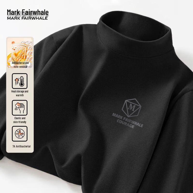 

Mark Fairwhale Men s Double-Sided Fleece Half Turtleneck Long Sleeve T-Shirt L
