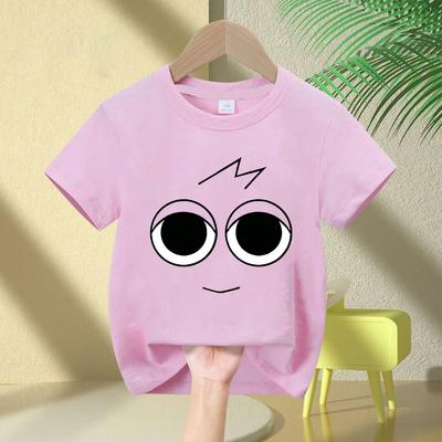 2026 Popular Kids Cartoon T-shirt, Pure Cotton Loose Fit, Big-Eyed Character Printed Summer Casual Tops for Boys and Girls