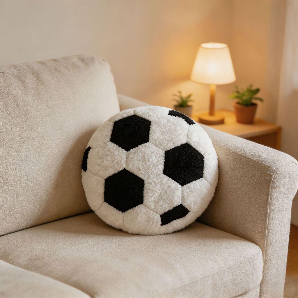 Modern Style Soccer Plush Pillow With Teddy Velvet Cover For Home Decor And Gifts