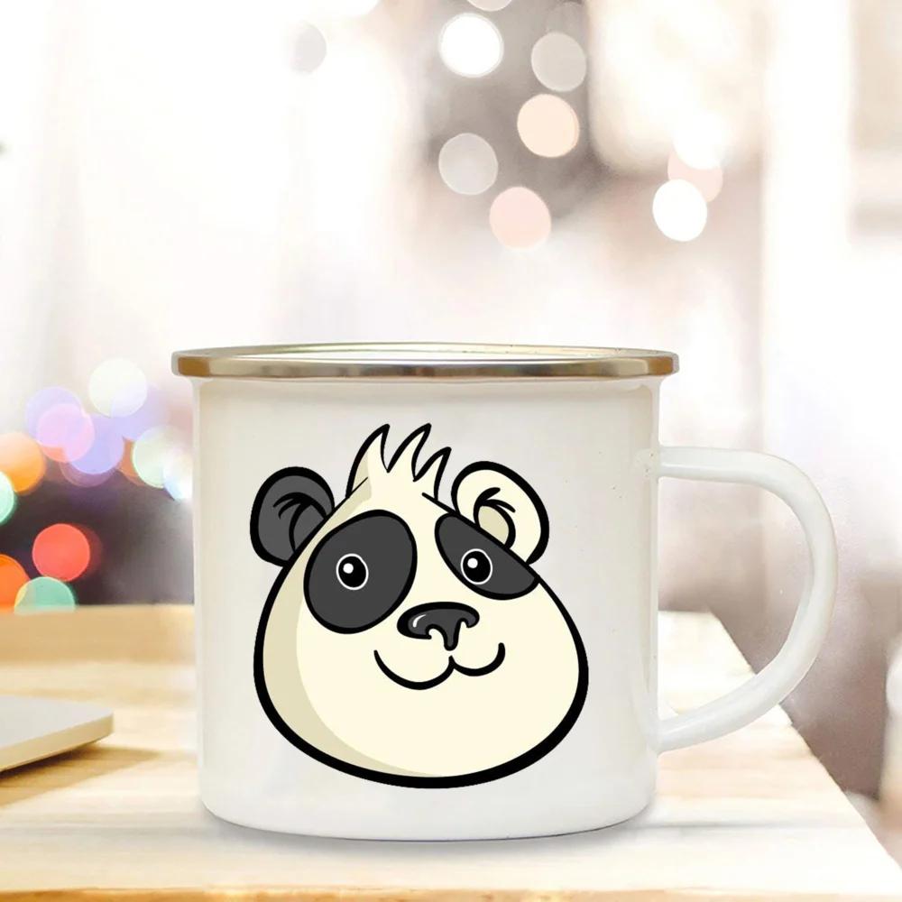 Panda Bear Mug Girlfriend Gift Ideas Cute Coffee Mug Panda Gifts Camper Decor Camping Enamel Mug Birthday Gifts for Friend