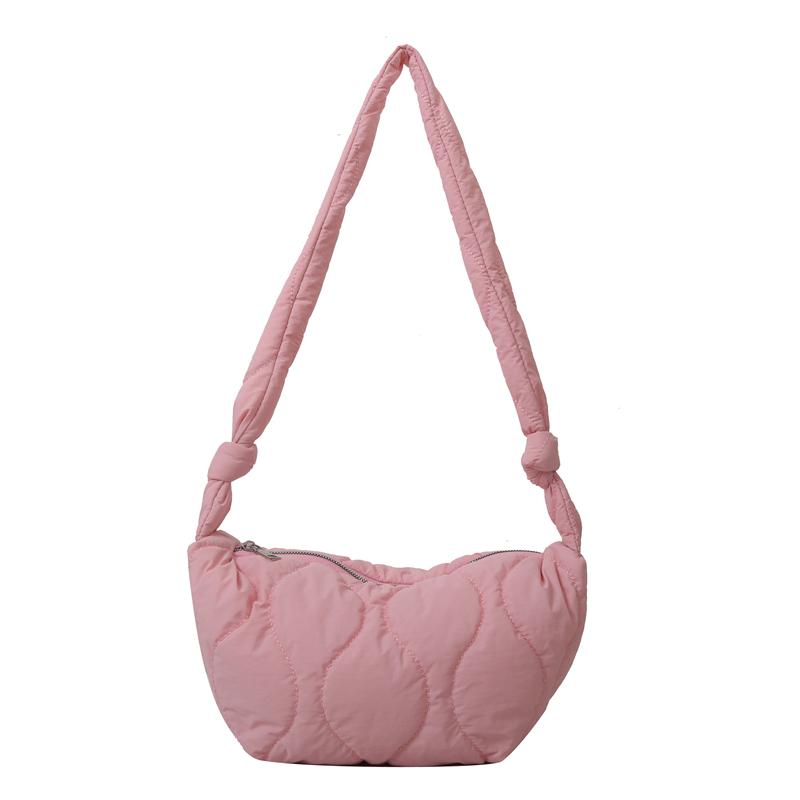 Puffer Shoulder Bag for Women Soft Down Cotton Padded Tote Handbag Purse Quilted Cross Body Bag Solid Color Bubbles Cloud Bag
